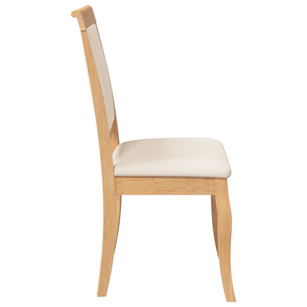 Dining Chairs with Cushions 2 Pcs Natural Solid Wood Rubber Tree