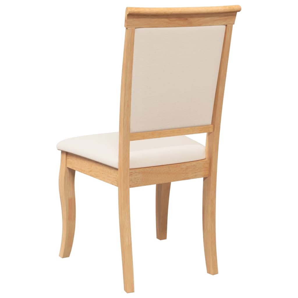 Dining Chairs with Cushions 2 Pcs Natural Solid Wood Rubber Tree