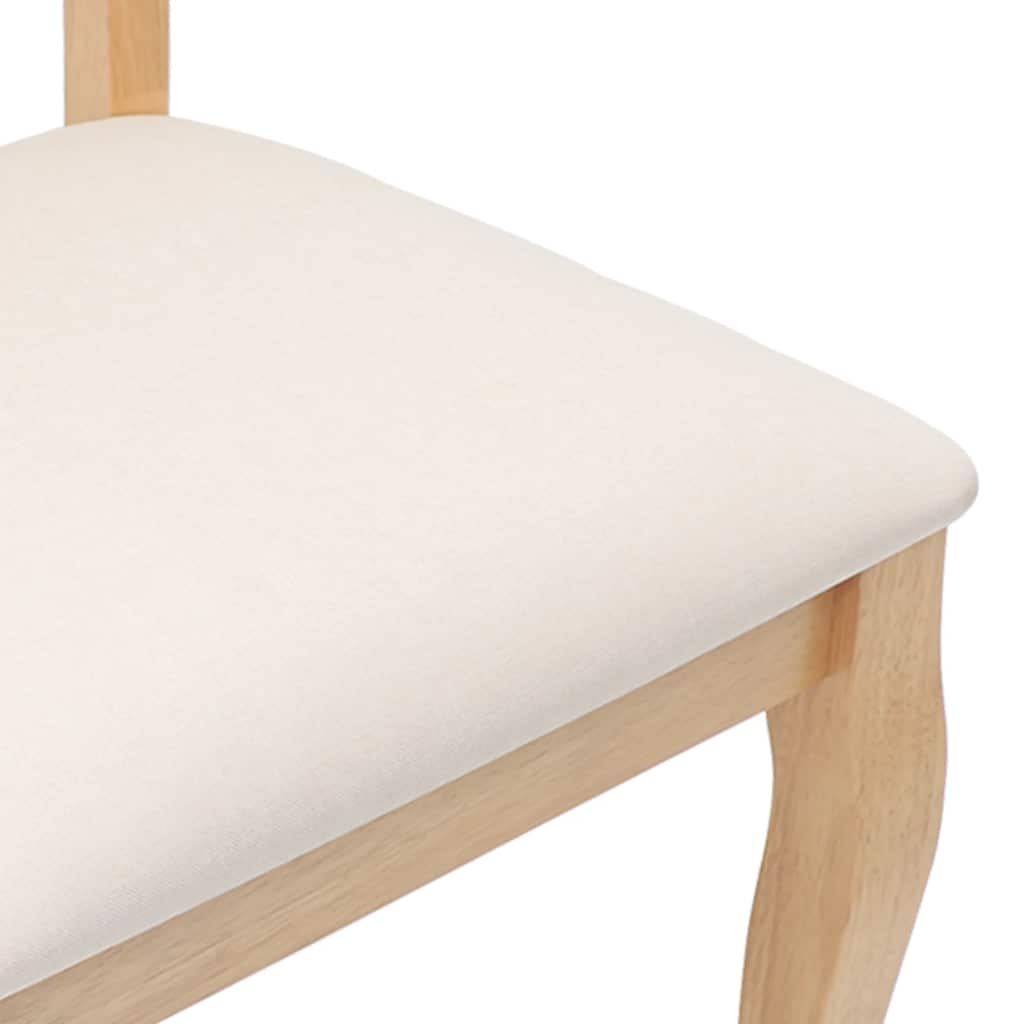 Dining Chairs with Cushions 2 Pcs Natural Solid Wood Rubber Tree