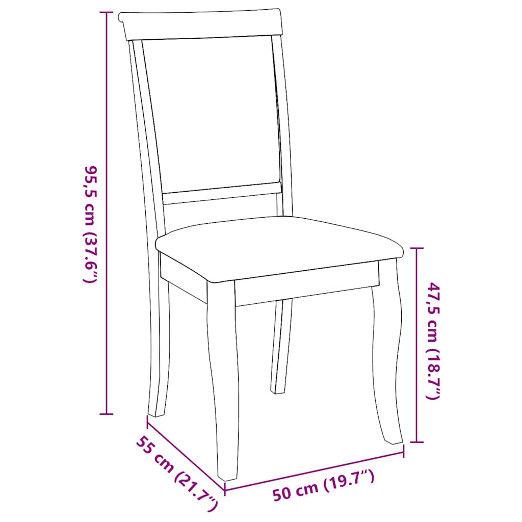 Dining Chairs with Cushions 2 Pcs Natural Solid Wood Rubber Tree