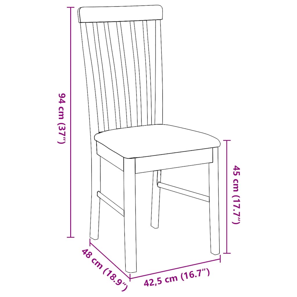 Dining room chairs with cushions 2 pcs. Solid wood rubber tree