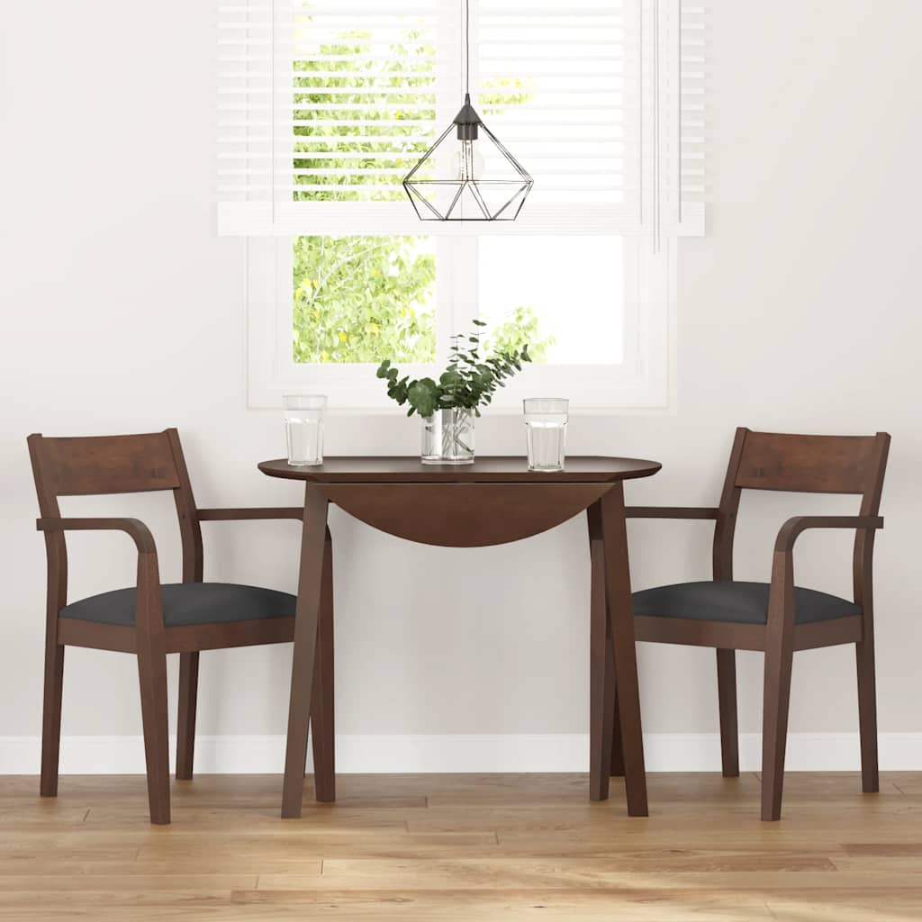 Dining Chairs with Cushions 2 Pcs Brown Solid Wood Rubber Tree