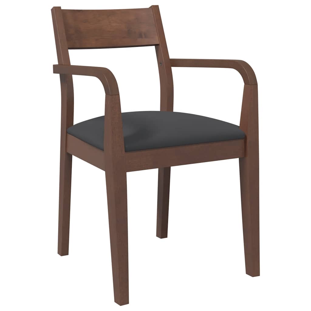 Dining Chairs with Cushions 2 Pcs Brown Solid Wood Rubber Tree