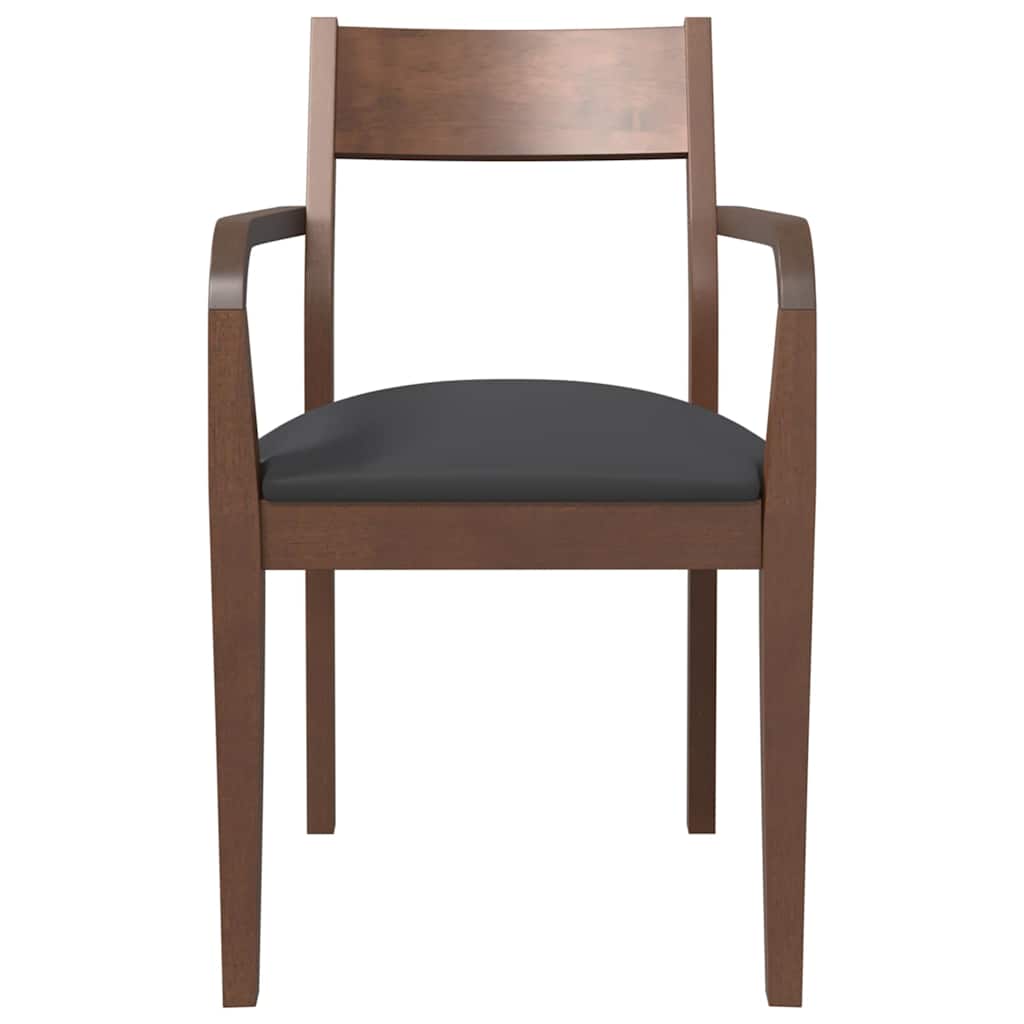 Dining Chairs with Cushions 2 Pcs Brown Solid Wood Rubber Tree