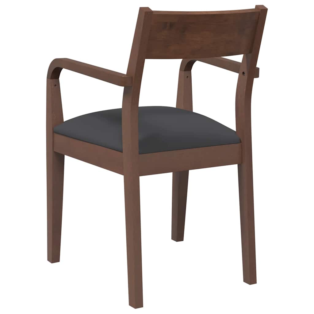 Dining Chairs with Cushions 2 Pcs Brown Solid Wood Rubber Tree