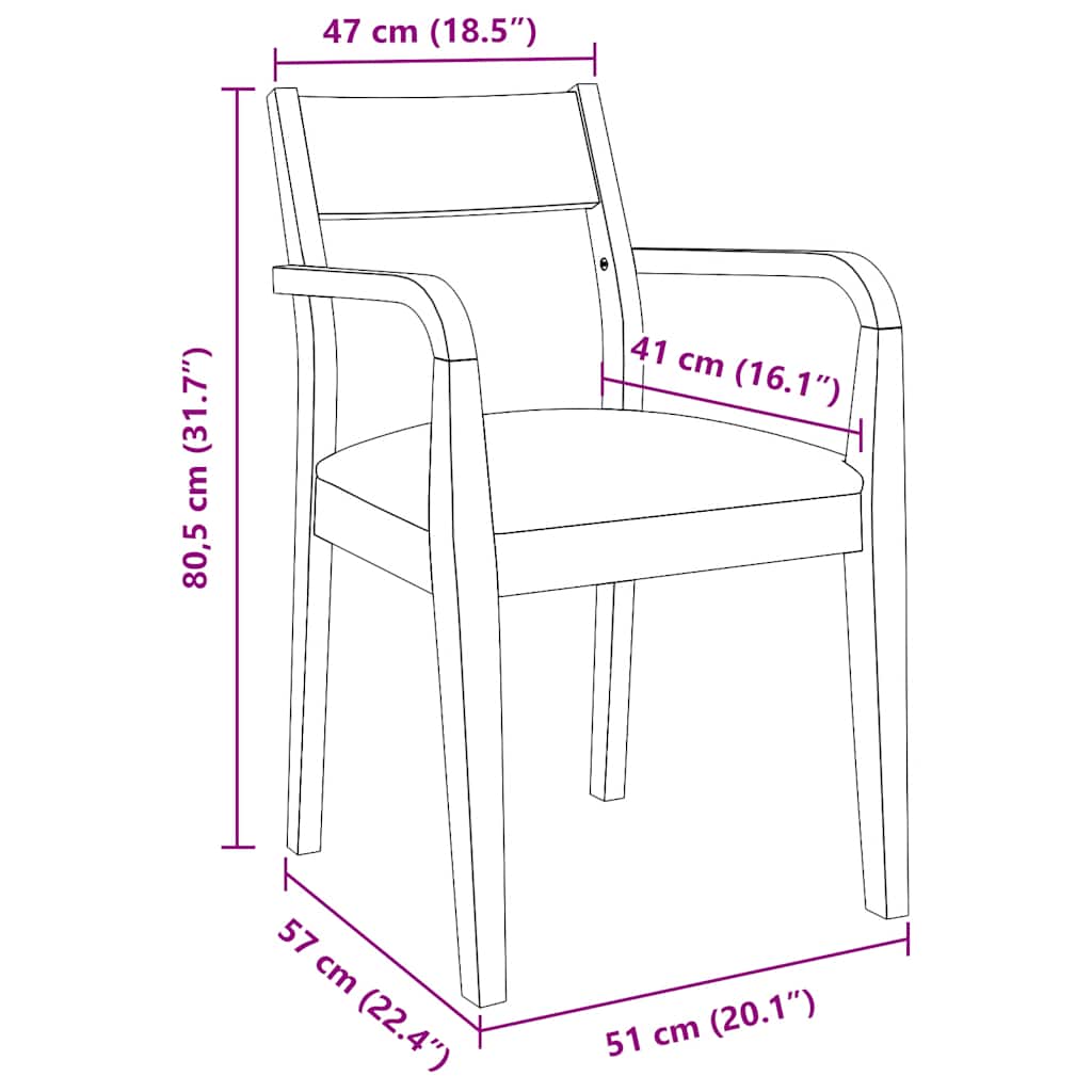 Dining Chairs with Cushions 2 Pcs Brown Solid Wood Rubber Tree