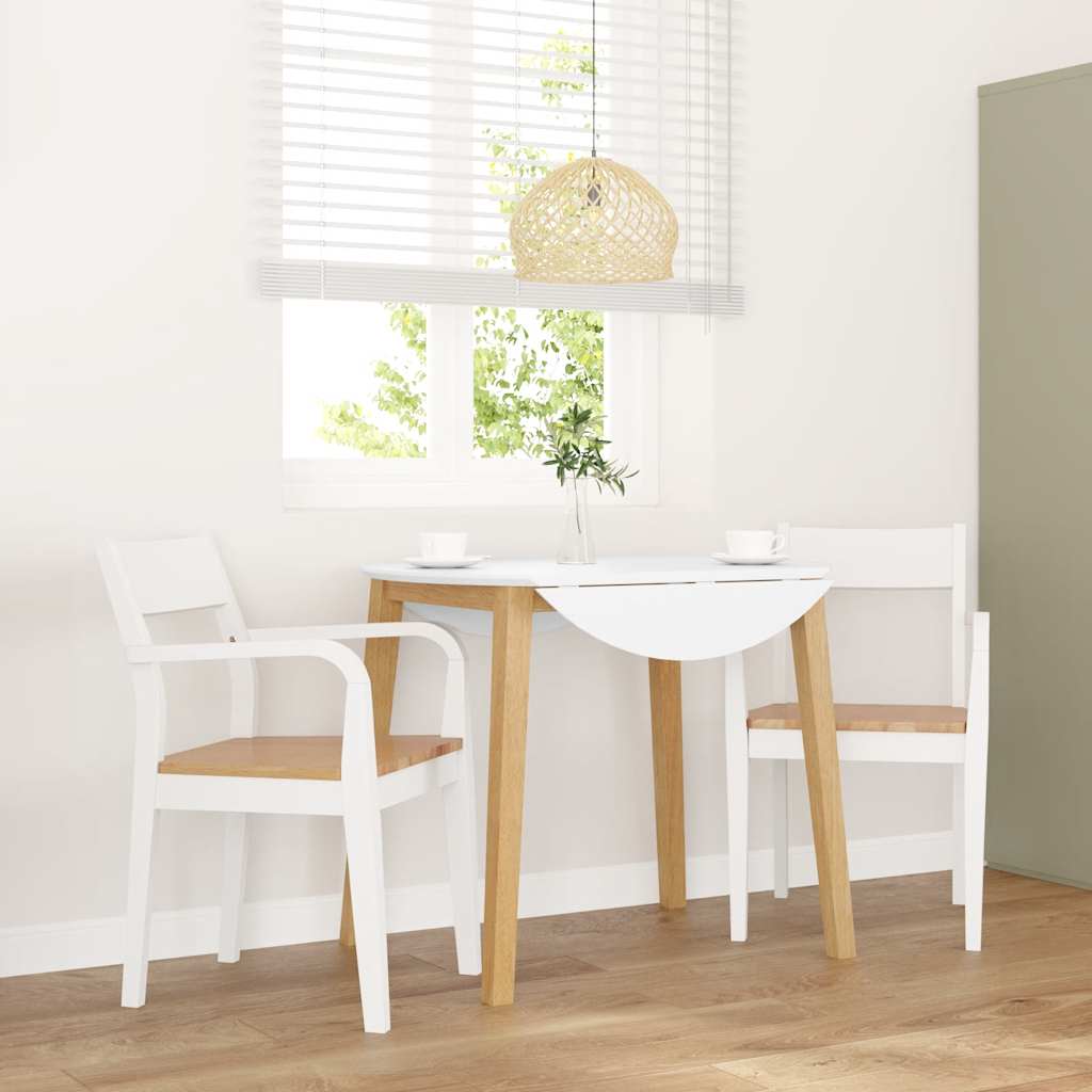Esszimmerstühle 2 Stk. Weiß Massivholz Gummibaum