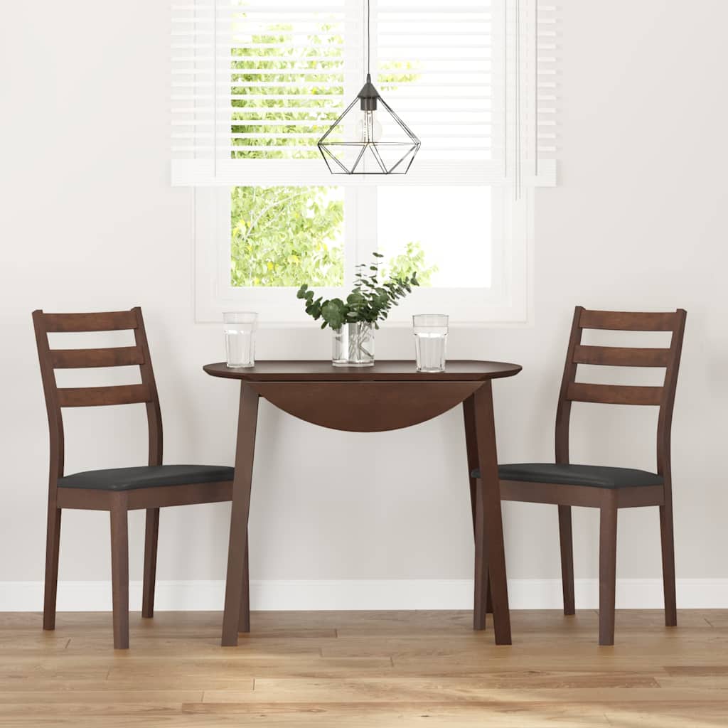 Dining Chairs with Cushions 2 Pcs Brown Solid Wood Rubber Tree
