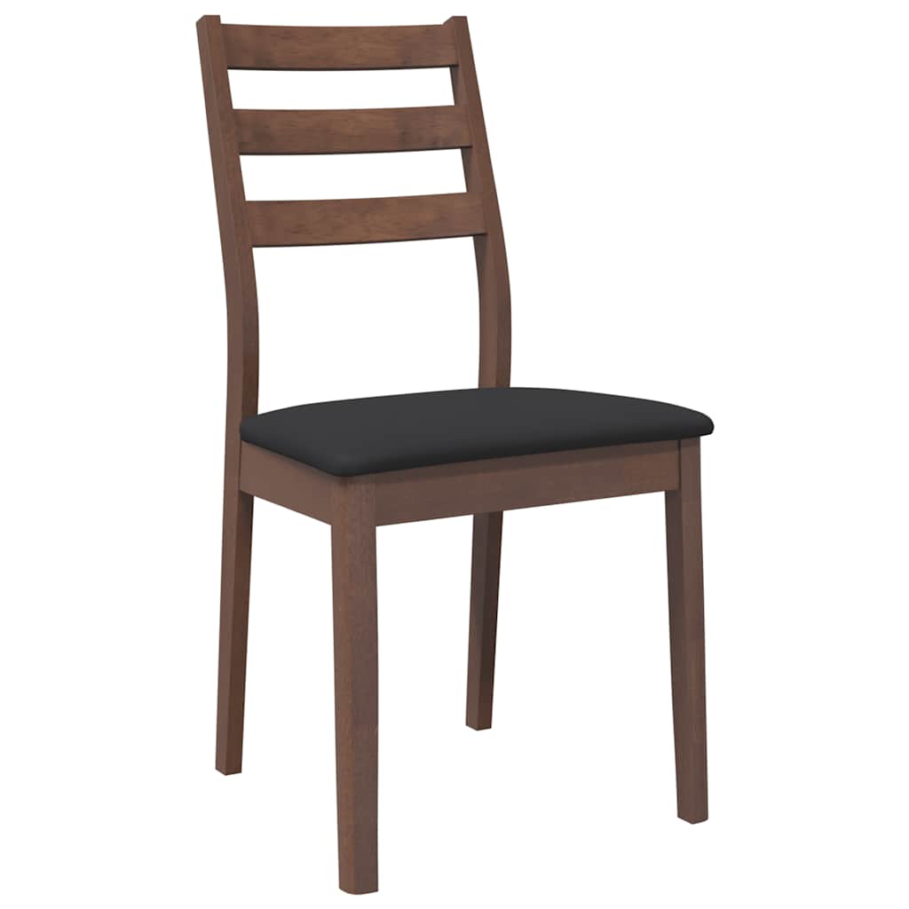 Dining Chairs with Cushions 2 Pcs Brown Solid Wood Rubber Tree