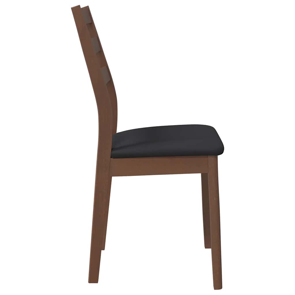 Dining Chairs with Cushions 2 Pcs Brown Solid Wood Rubber Tree