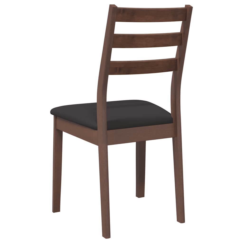 Dining Chairs with Cushions 2 Pcs Brown Solid Wood Rubber Tree