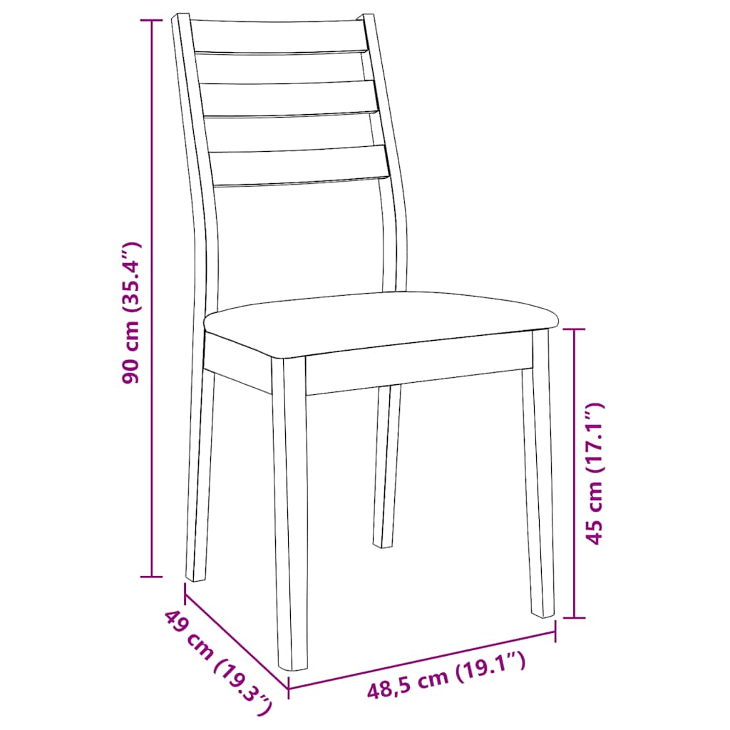 Dining Chairs with Cushions 2 Pcs Brown Solid Wood Rubber Tree