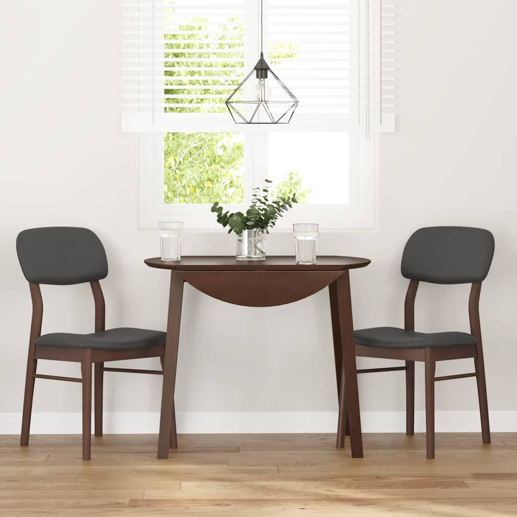 Dining Chairs with Cushions 2 Pcs Brown Solid Wood Rubber Tree