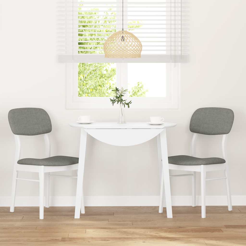 Dining Chairs with Cushions 2 Pcs White Solid Wood Rubber Tree