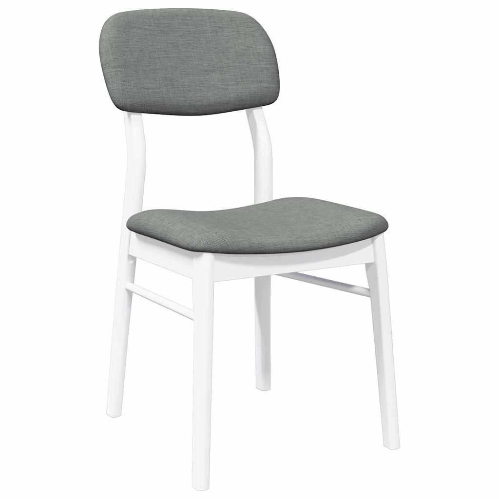 Dining Chairs with Cushions 2 Pcs White Solid Wood Rubber Tree
