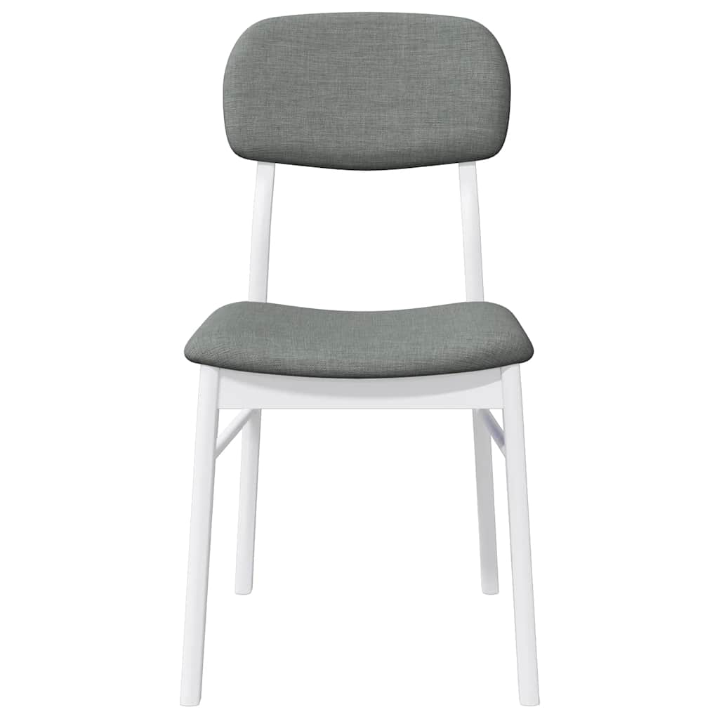 Dining Chairs with Cushions 2 Pcs White Solid Wood Rubber Tree