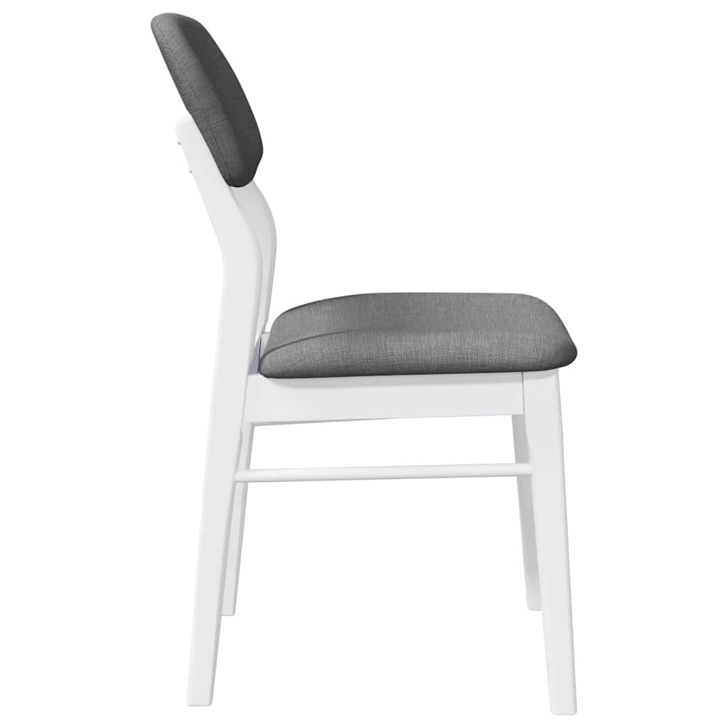 Dining Chairs with Cushions 2 Pcs White Solid Wood Rubber Tree