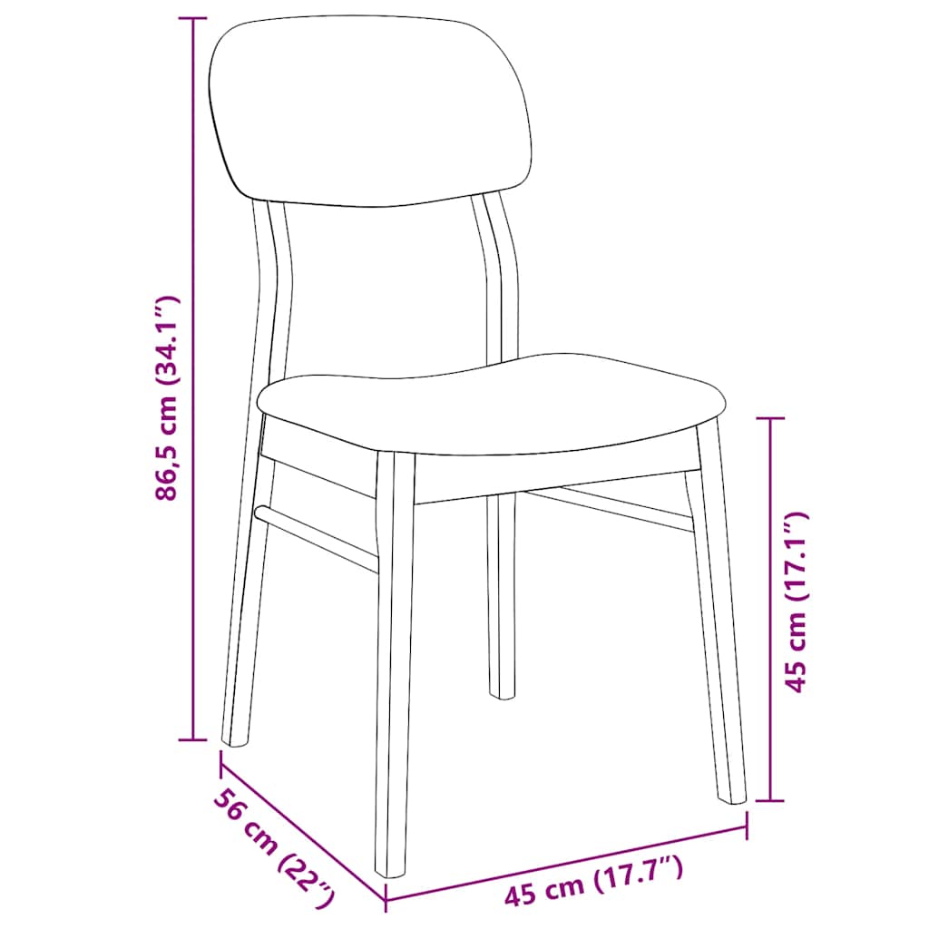 Dining Chairs with Cushions 2 Pcs White Solid Wood Rubber Tree