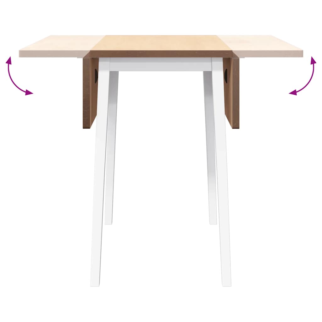 Dining Table White Solid Wood Rubberwood