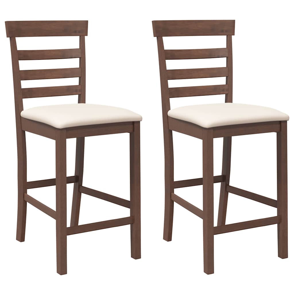 Barhocker mit Kissen 2 Stk. Braun Massivholz Gummibaum