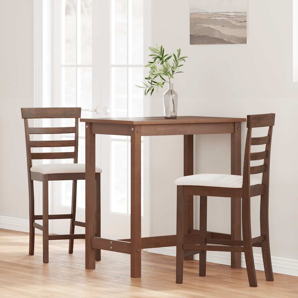 Barhocker mit Kissen 2 Stk. Braun Massivholz Gummibaum
