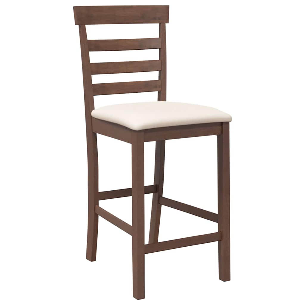 Barhocker mit Kissen 2 Stk. Braun Massivholz Gummibaum