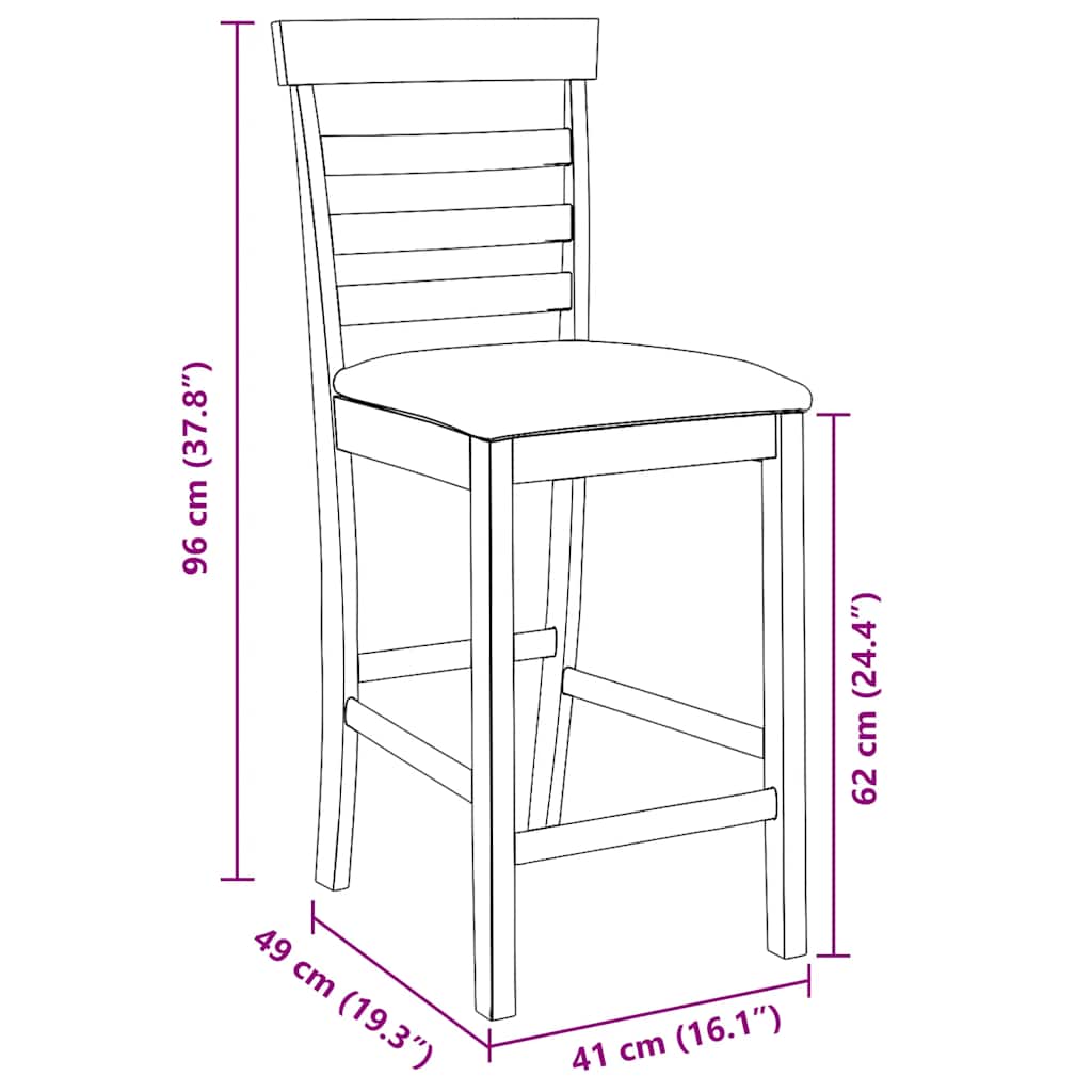 Barhocker mit Kissen 2 Stk. Braun Massivholz Gummibaum