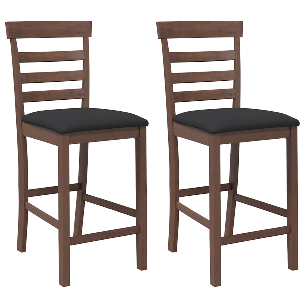 Barhocker mit Kissen 2 Stk. Braun Massivholz Gummibaum