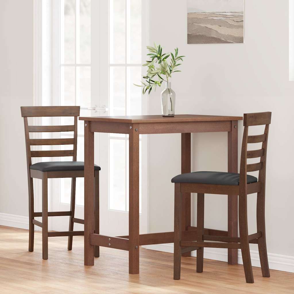 Barhocker mit Kissen 2 Stk. Braun Massivholz Gummibaum