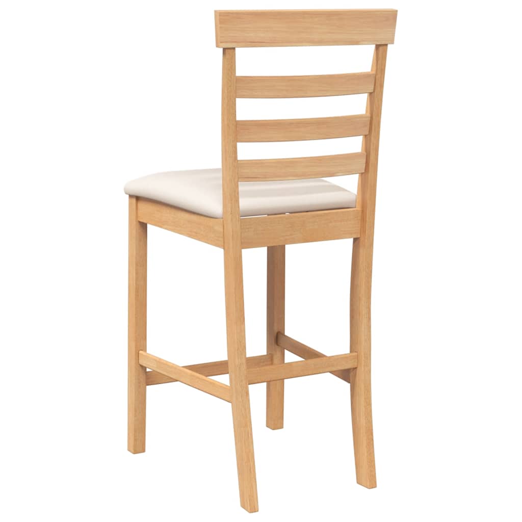 Barhocker mit Kissen 2 Stk. Natur Massivholz Gummibaum