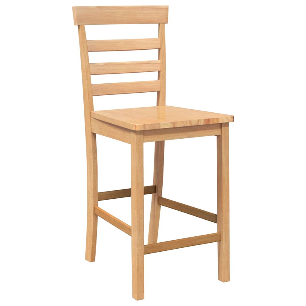 Barhocker 2 Stk. Natur Massivholz Gummibaum