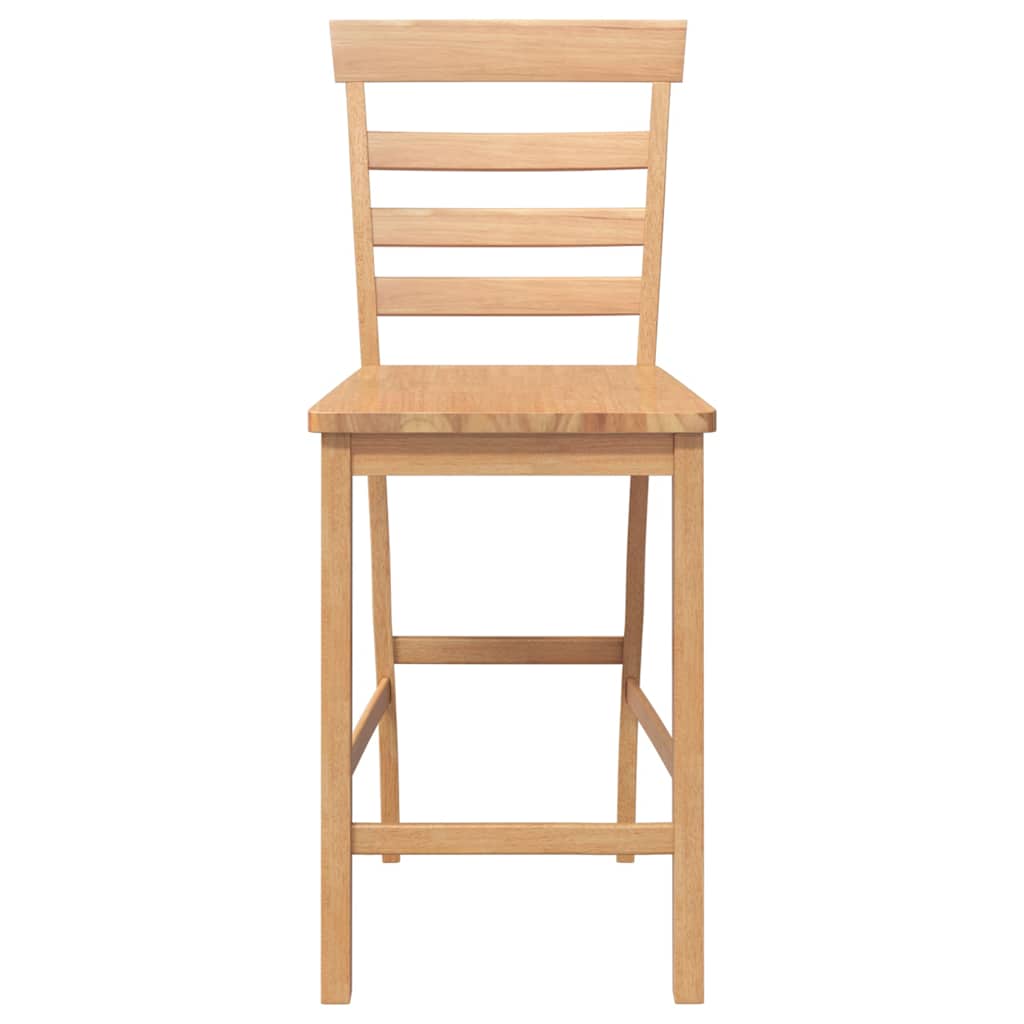 Barhocker 2 Stk. Natur Massivholz Gummibaum