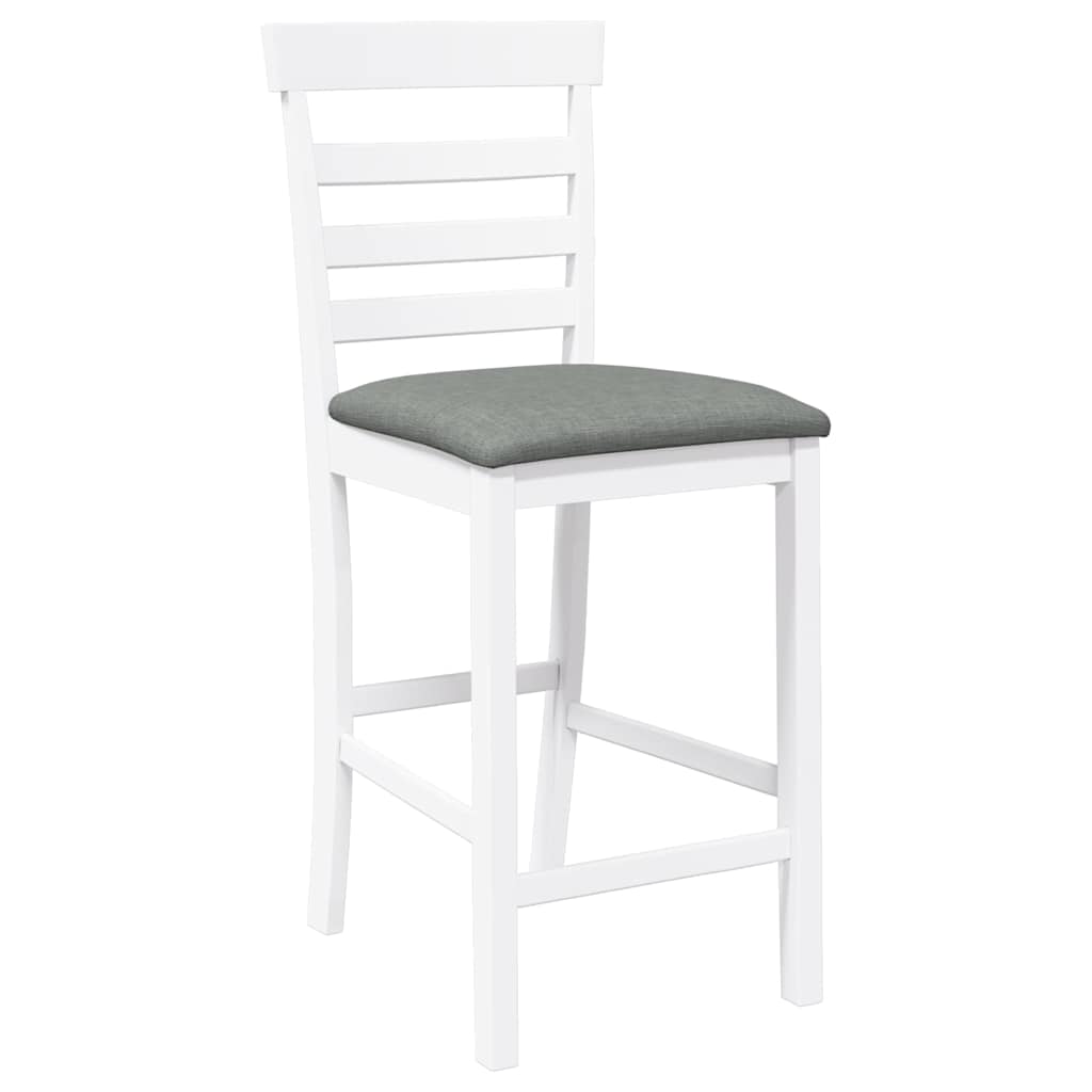 Barhocker mit Kissen 2 Stk. Weiß Massivholz Gummibaum