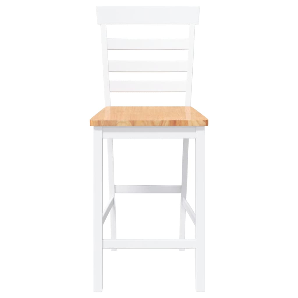 Barhocker 2 Stk. Weiß Massivholz Gummibaum