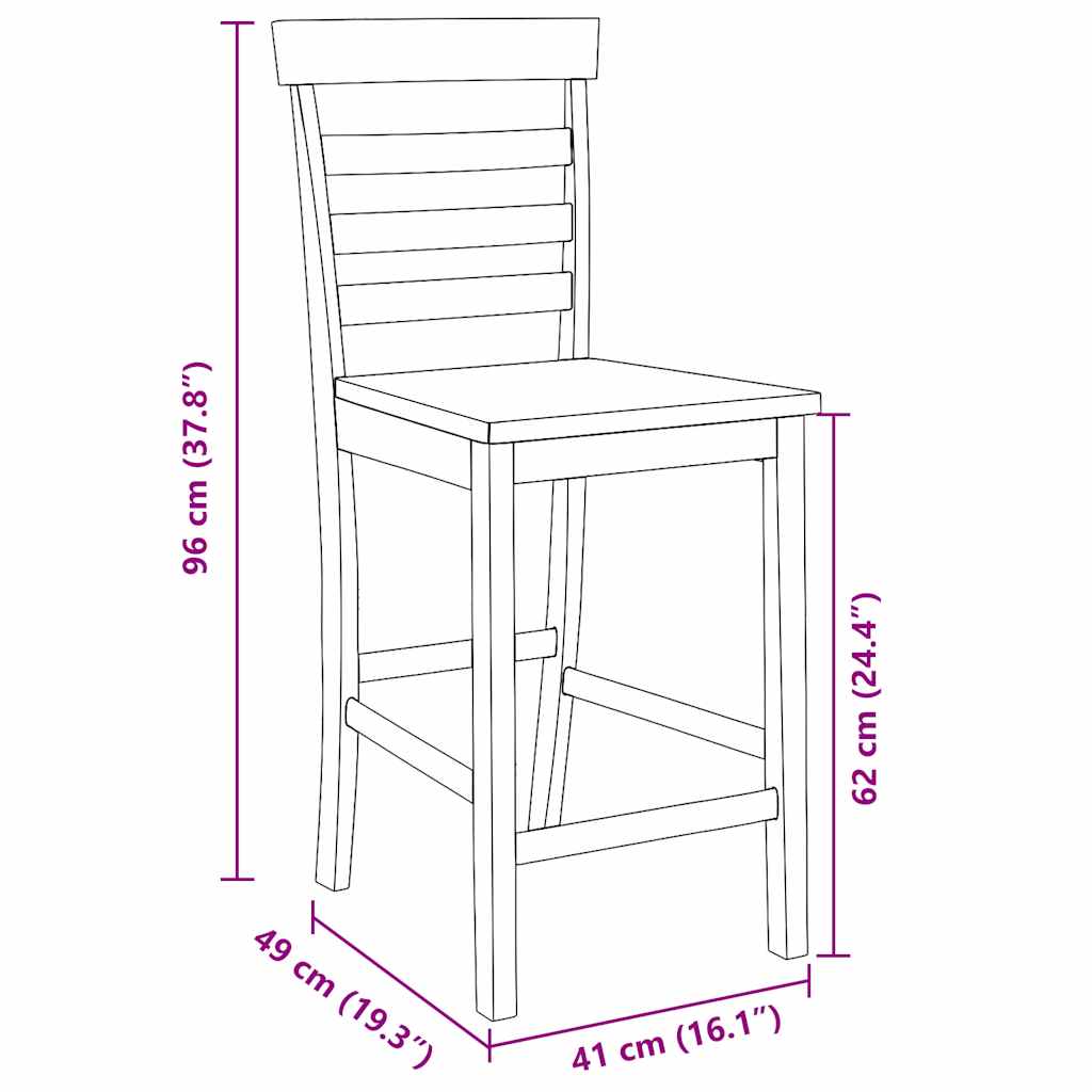 Barhocker 2 Stk. Weiß Massivholz Gummibaum