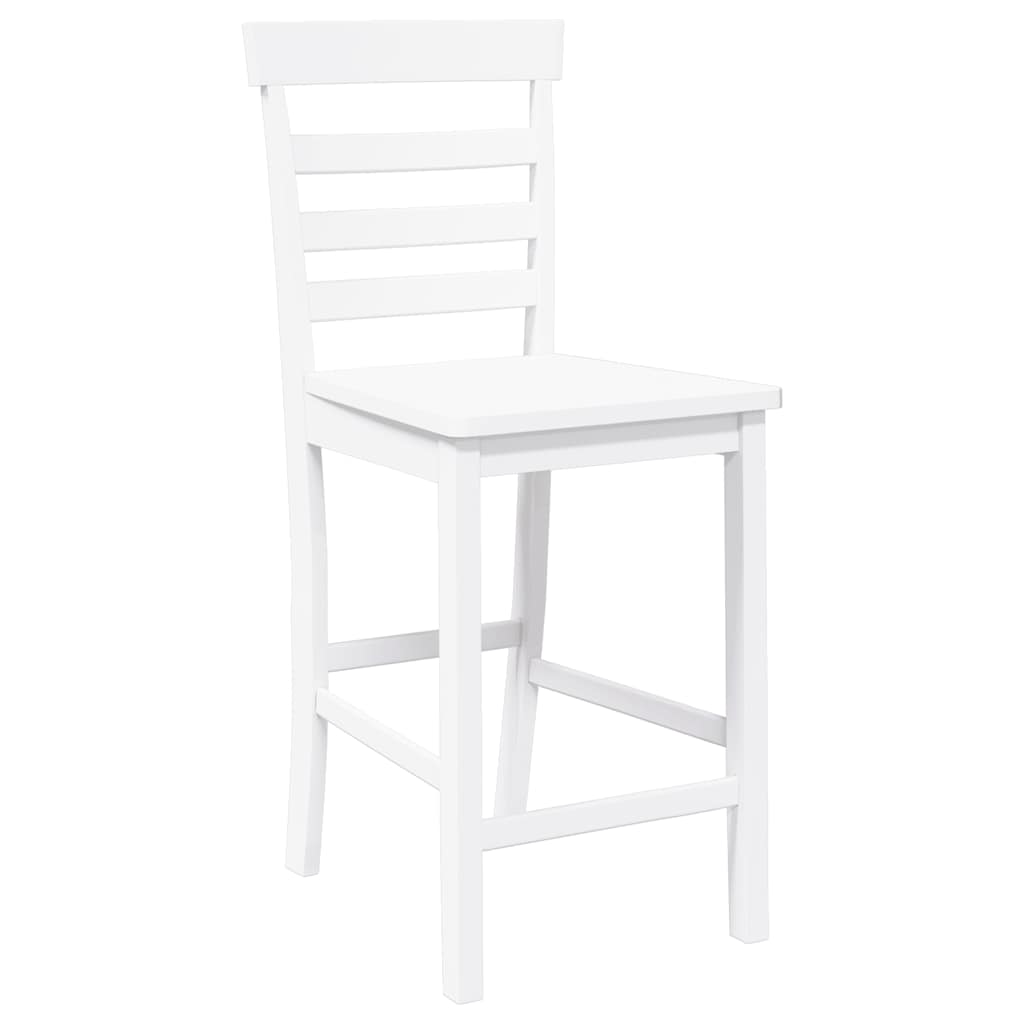 Barhocker 2 Stk. Weiß Massivholz Gummibaum