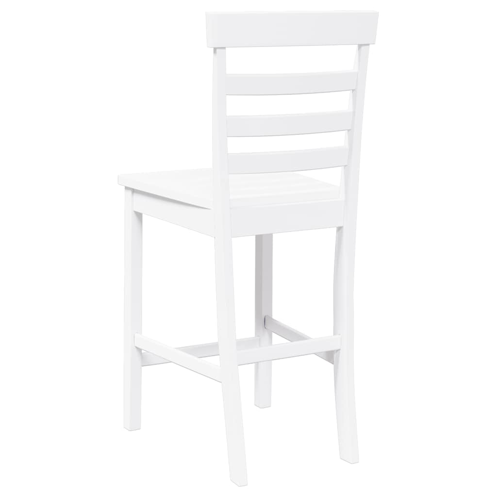 Barhocker 2 Stk. Weiß Massivholz Gummibaum