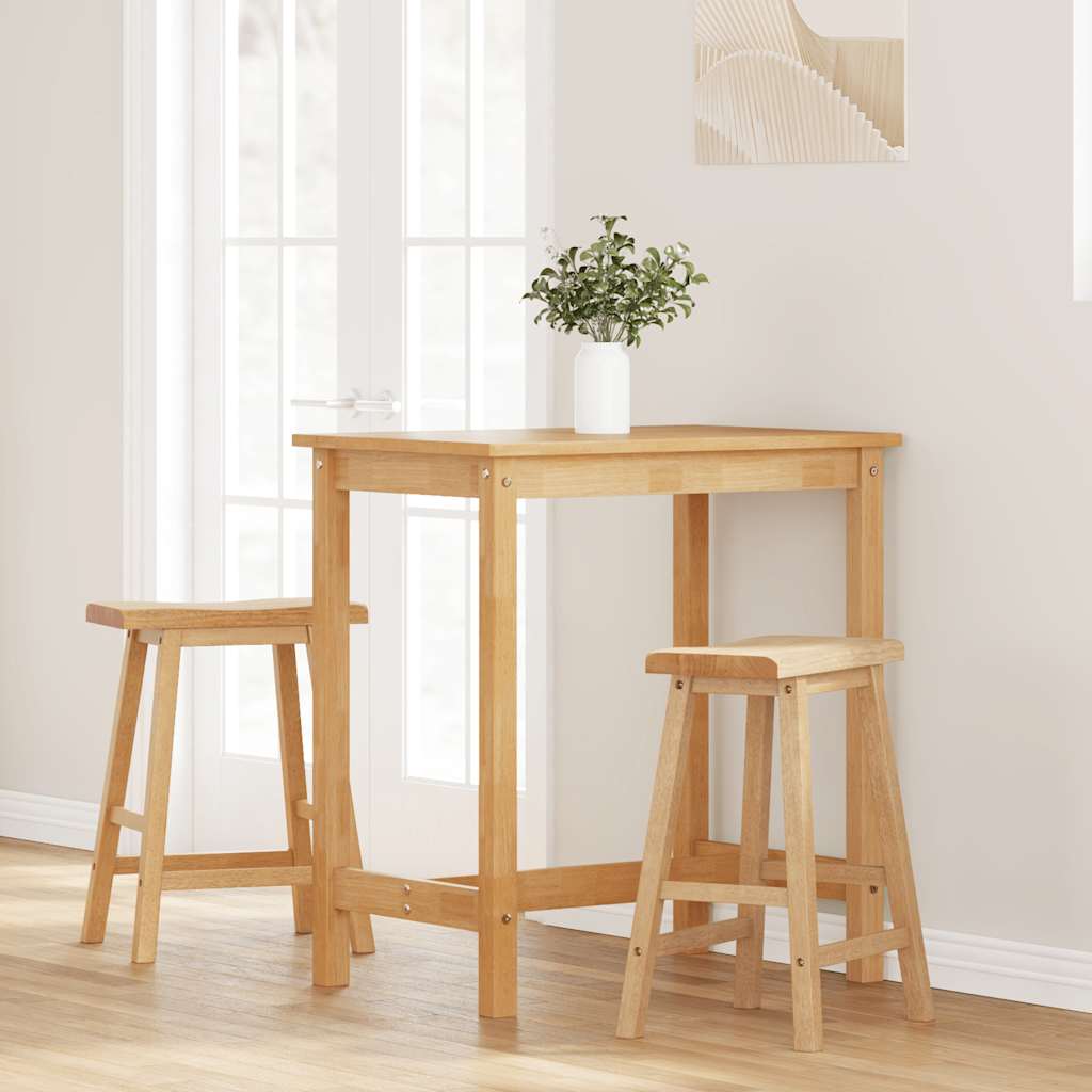 Barhocker 2 Stk. Natur Massivholz Gummibaum