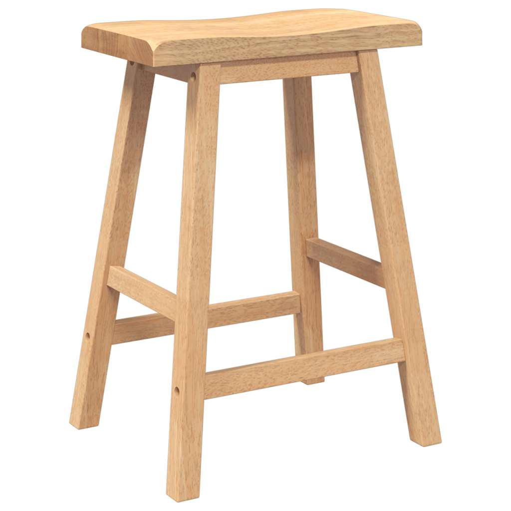 Barhocker 2 Stk. Natur Massivholz Gummibaum