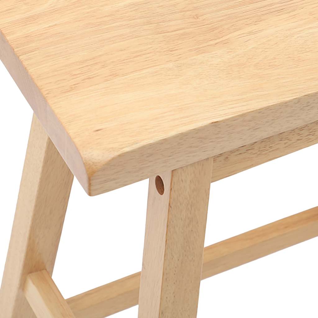 Barhocker 2 Stk. Natur Massivholz Gummibaum