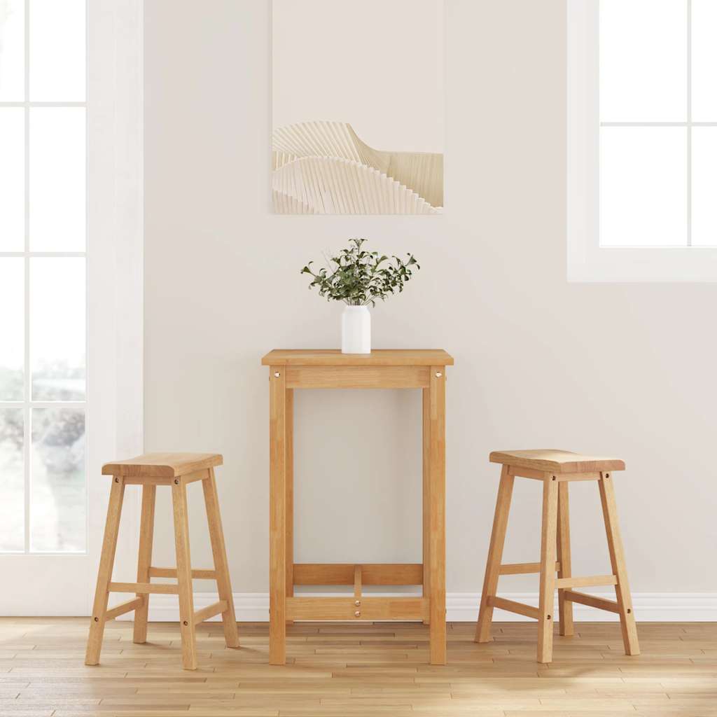 Barhocker 2 Stk. Natur Massivholz Gummibaum