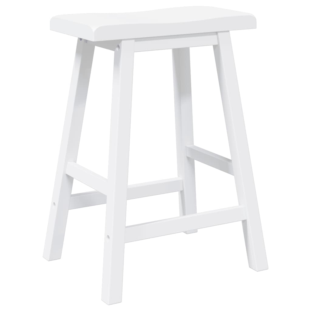 Bar Stools 2 pcs. White Solid Wood Rubberwood