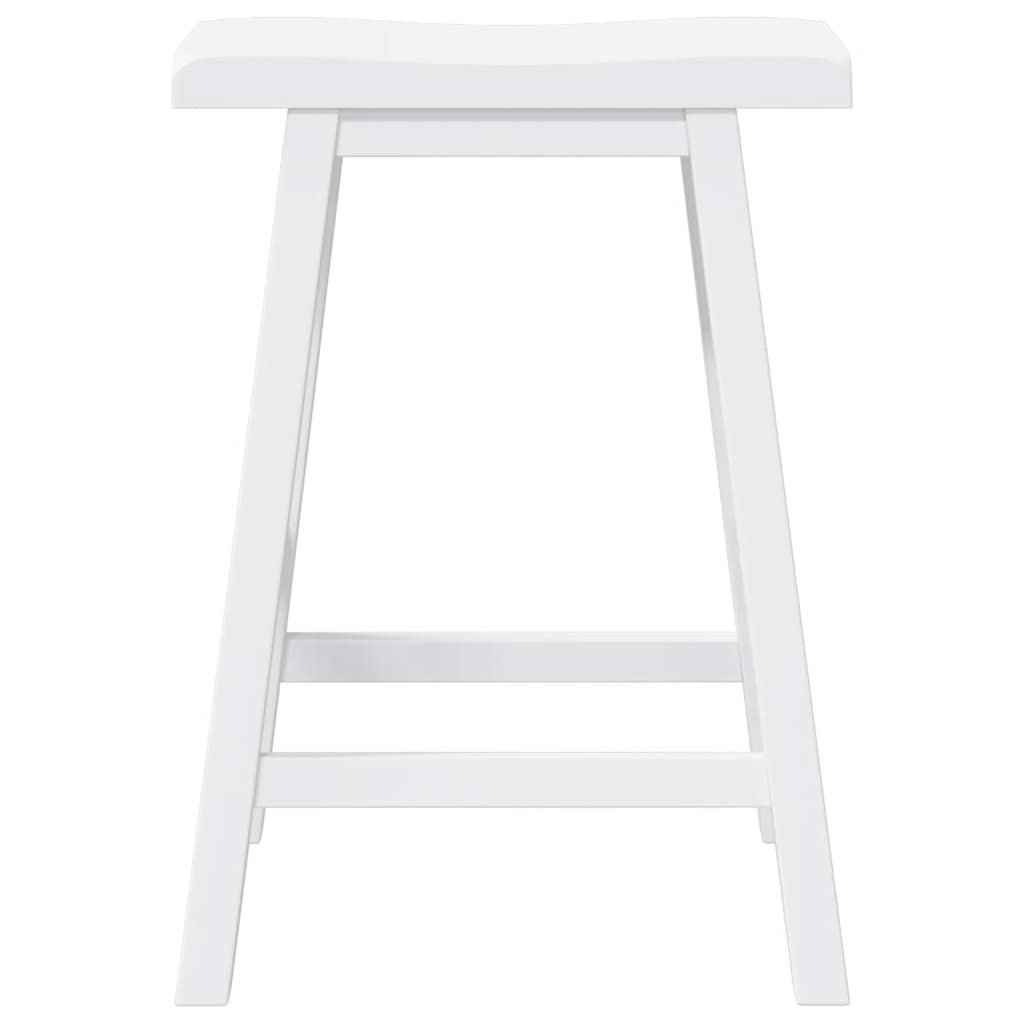 Bar Stools 2 pcs. White Solid Wood Rubberwood