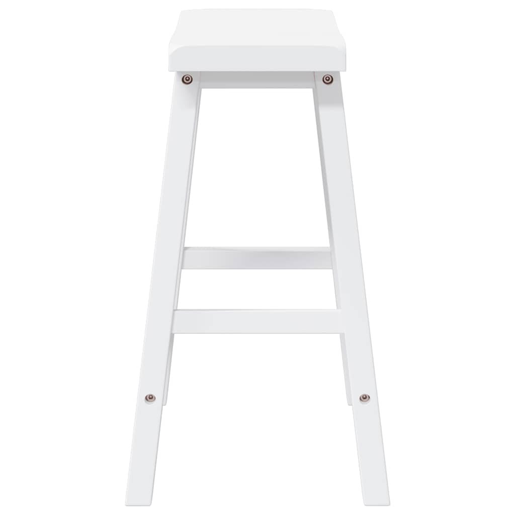 Bar Stools 2 pcs. White Solid Wood Rubberwood