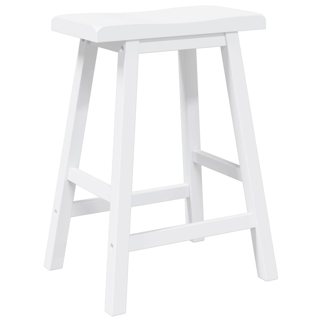 Bar Stools 2 pcs. White Solid Wood Rubberwood