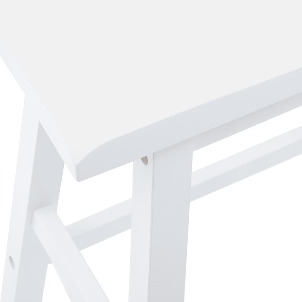 Bar Stools 2 pcs. White Solid Wood Rubberwood