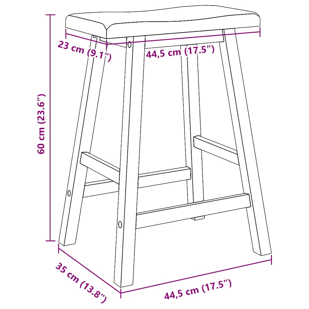 Bar Stools 2 pcs. White Solid Wood Rubberwood