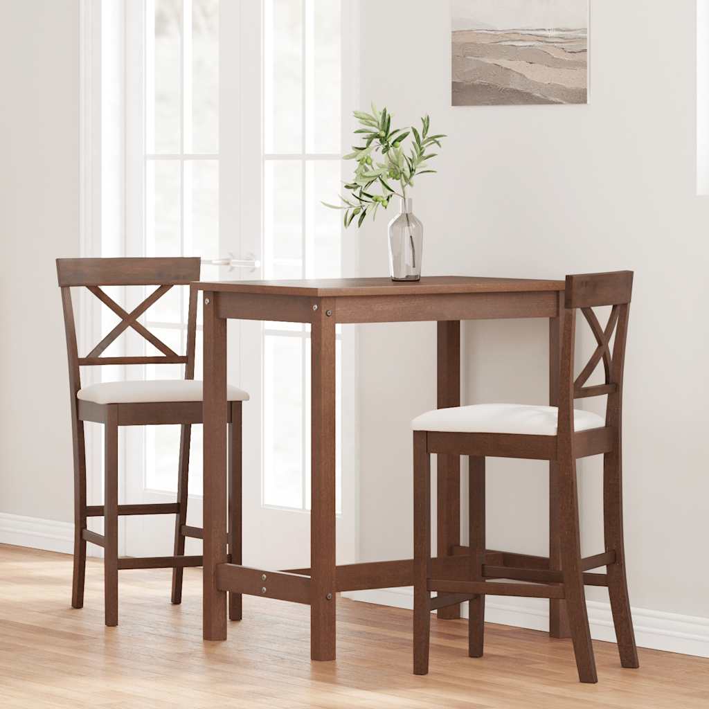 Barhocker mit Kissen 2 Stk. Braun Massivholz Gummibaum