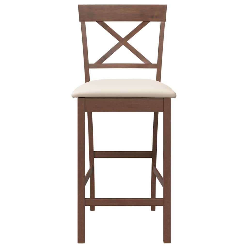 Barhocker mit Kissen 2 Stk. Braun Massivholz Gummibaum
