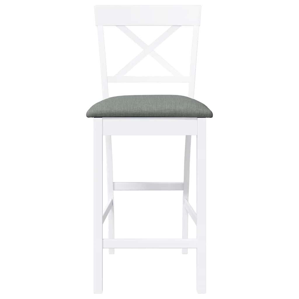 Barhocker mit Kissen 2 Stk. Weiß Massivholz Gummibaum